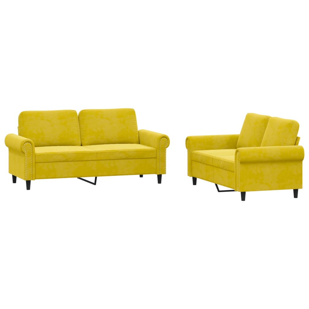 vidaXL 2 pcs conjunto de sofás com almofadões veludo amarelo