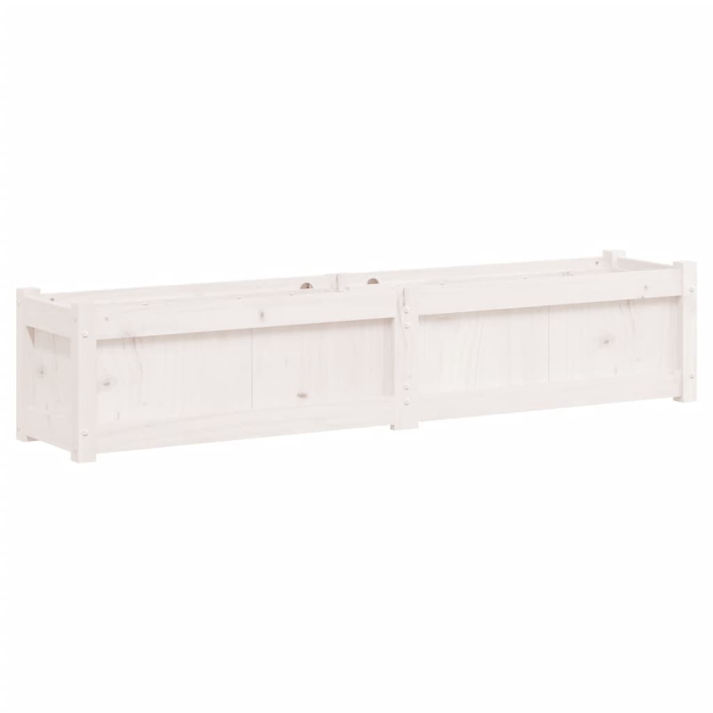vidaXL Vaso/floreira de jardim 150x31x31cm madeira pinho maciça branco