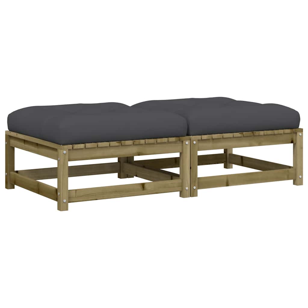 vidaXL Apoios de pés p/ jardim c/ almofadões 2 pcs pinho impregnado