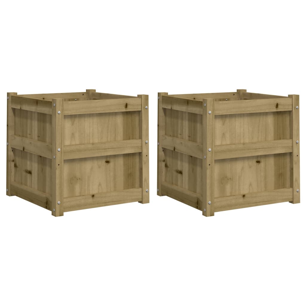vidaXL Vasos/floreiras de jardim 2 pcs madeira de pinho impregnada