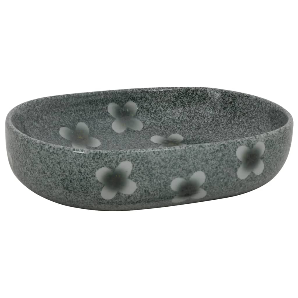 vidaXL Lavatório de bancada oval 59x40x14 cm cerâmica azul
