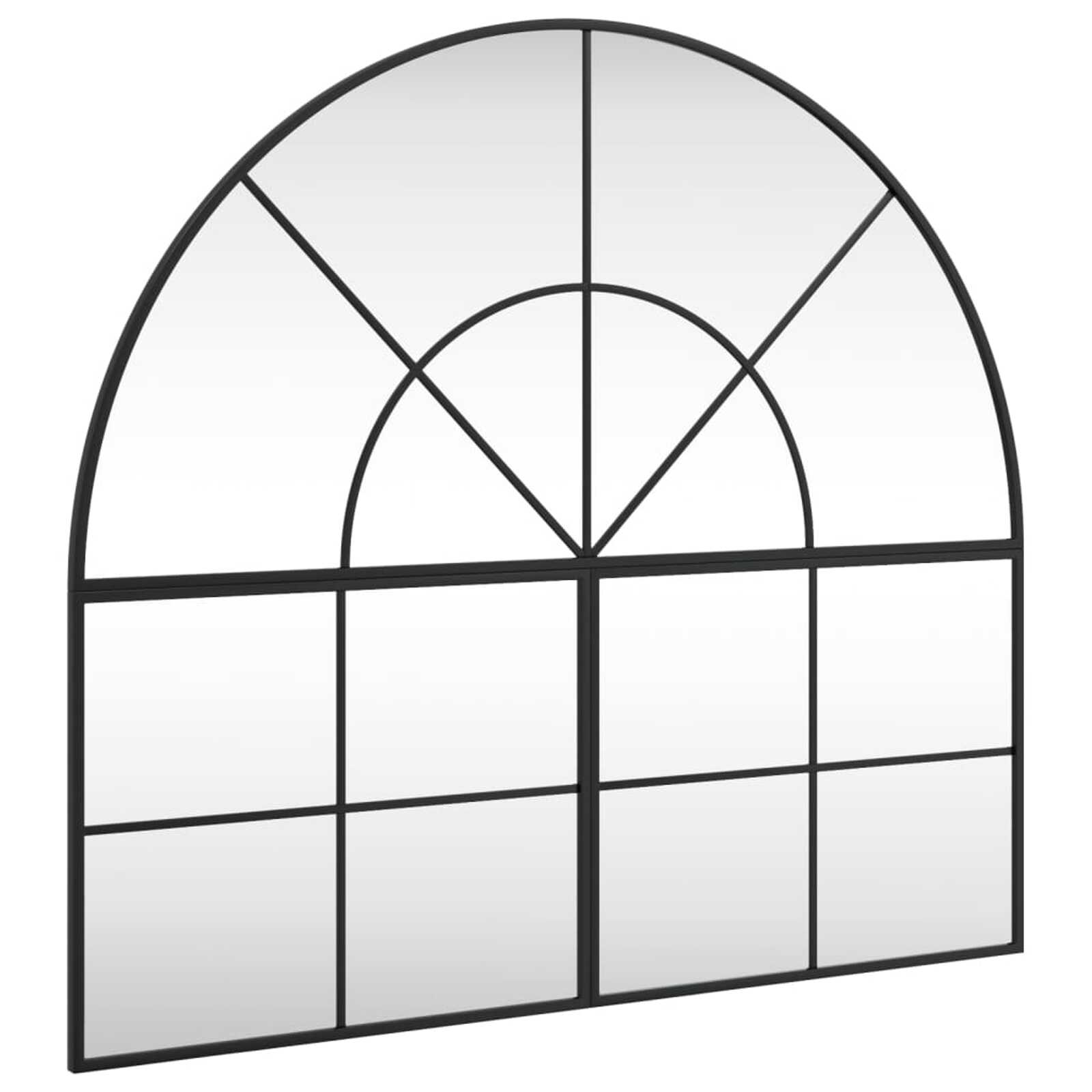 vidaXL Espelho de parede arqueado 100x90 cm ferro preto
