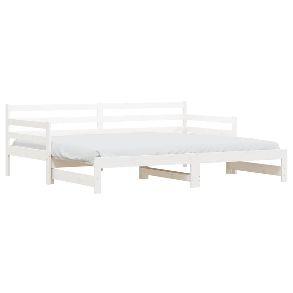 vidaXL Sofá-cama com gavetão 90x190 cm madeira de pinho maciça branco