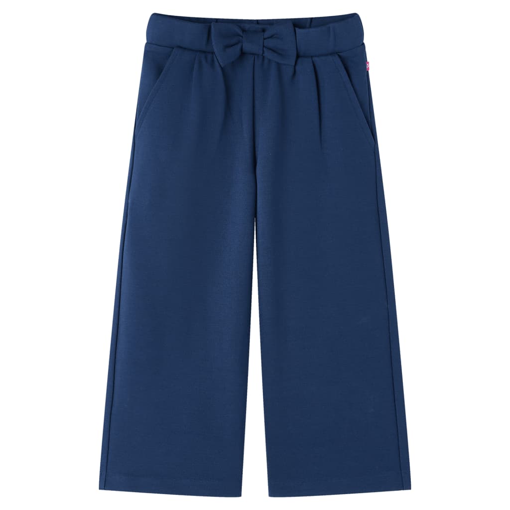 Calças de criança com pernas largas azul-marinho 128