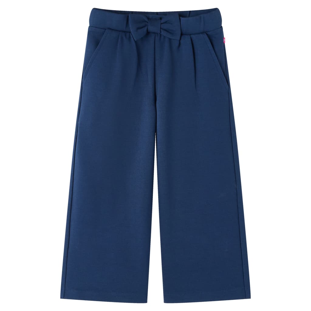 Calças de criança com pernas largas azul-marinho 140