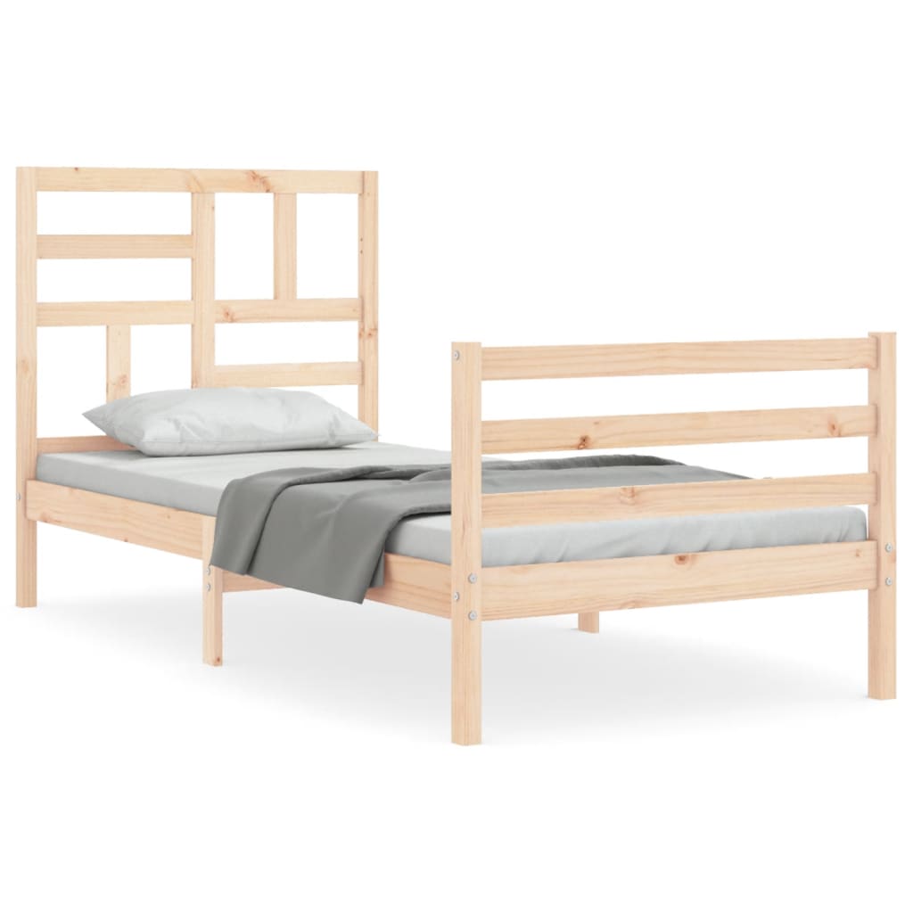 vidaXL Estrutura de cama com cabeceira 100x200 cm madeira maciça