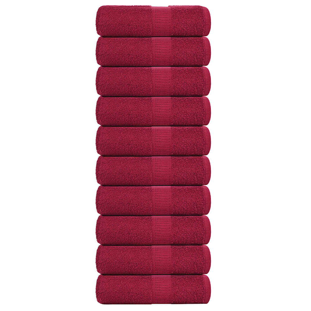 vidaXL Toalhas de bidé FROGN 10 pcs 30x50 cm 360 g/m² bordô