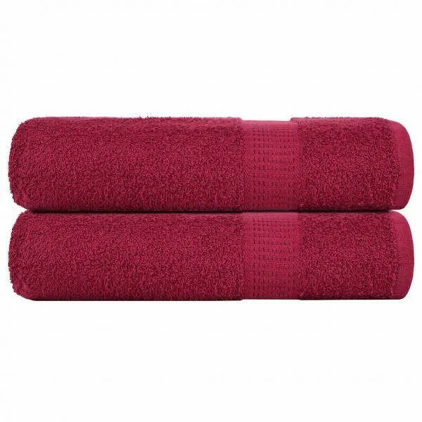 vidaXL Toalhas de Mãos 2 Peças 50x100 cm 360 Gsm 100% Algodão Bordô - 3714310076