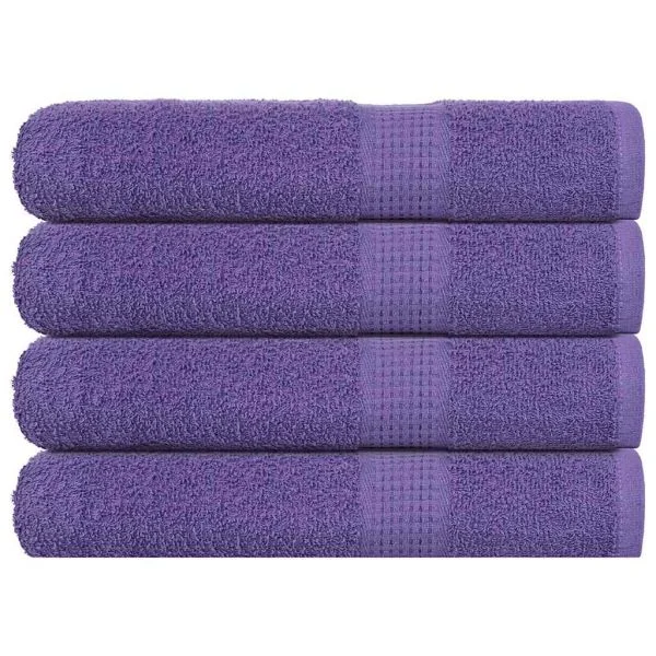 vidaXL Toalhas 4 Peças 100x200 cm 360 Gsm 100% Algodão Roxo - 1555727492