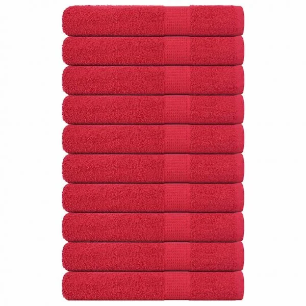vidaXL Toalhas de Sauna 10 Peças 80x200 cm 360 Gsm 100% Algodão Vermelho - 1324655372