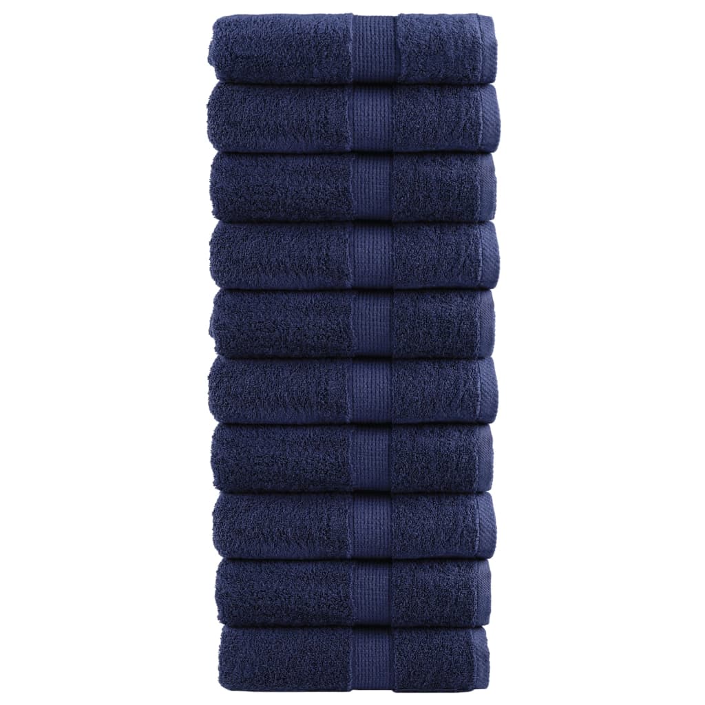 vidaXL Toalhas de rosto premium SOLUND 10 unidades azul-marinho 30x30 cm 600 g/m²