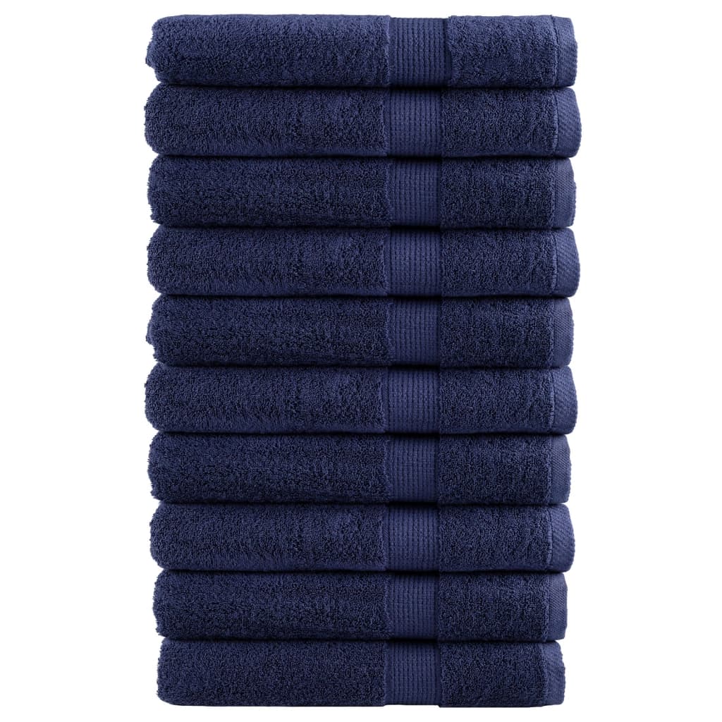 vidaXL Toalhas premium SOLUND 10 pcs 100x200 cm 600 gsm azul-marinho