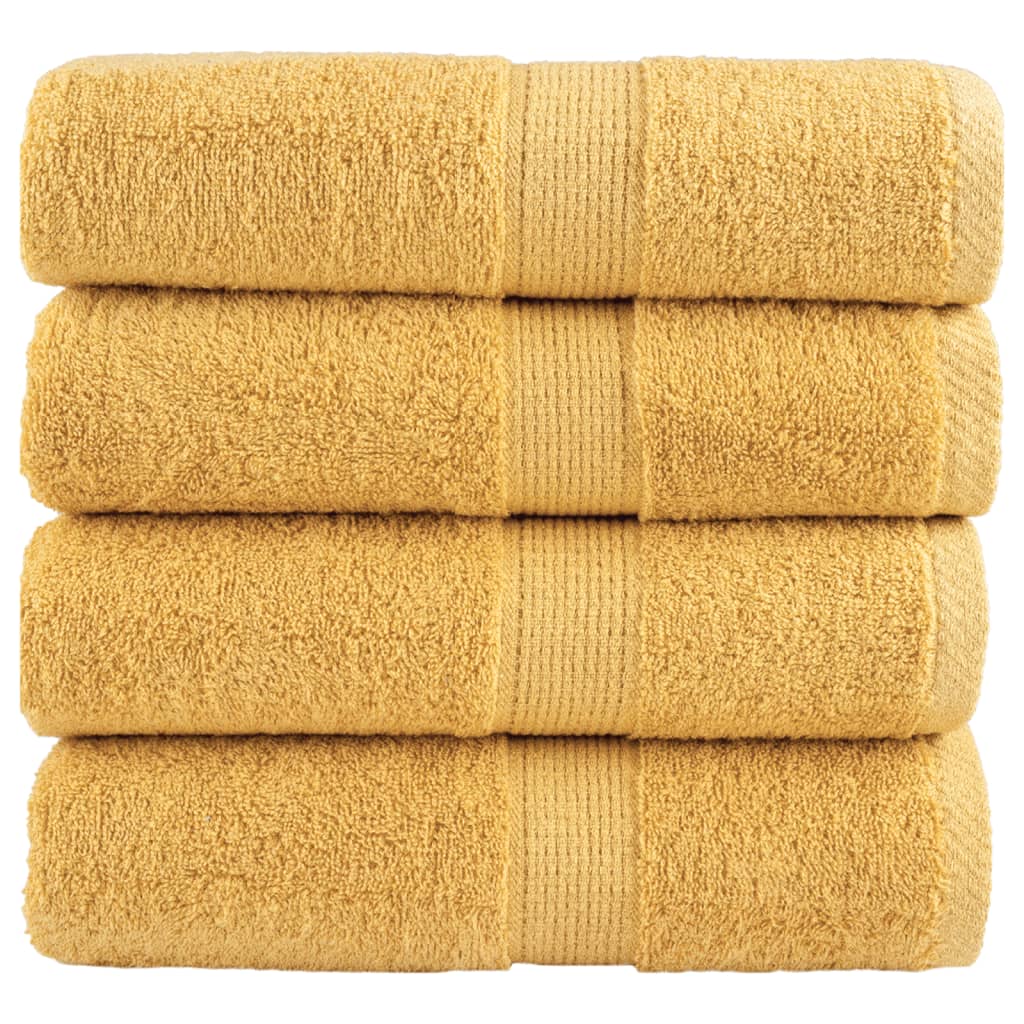 vidaXL Toalhas de bidé premium SOLUND 4 pcs 30x50 cm 600 gsm dourado