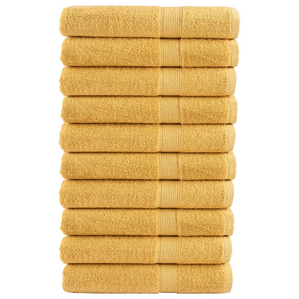 vidaXL Toalhas premium SOLUND 10 pcs 100x200 cm 600 gsm dourado