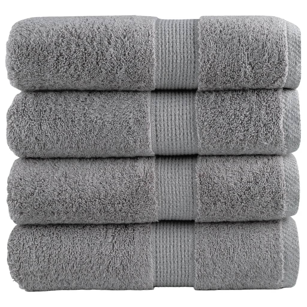 vidaXL Toalhas de bidé premium SOLUND 4 pcs 30x50 cm 600 gsm cinzento