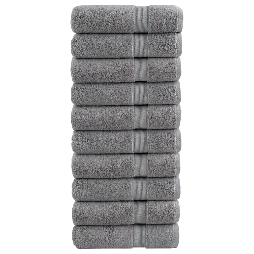 vidaXL Toalhas banho premium SOLUND 10pcs 100x150cm 600gsm cinzento