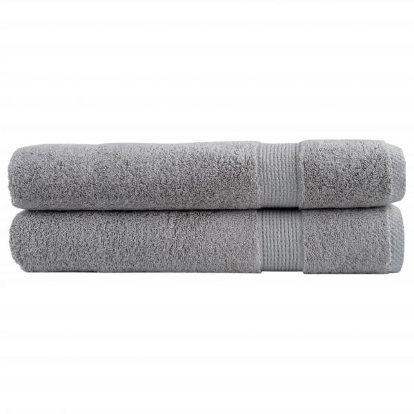 vidaXL Toalhas Premium Solund 2 Peças 100x200 cm 600 Gsm Cinzento - 3387499325