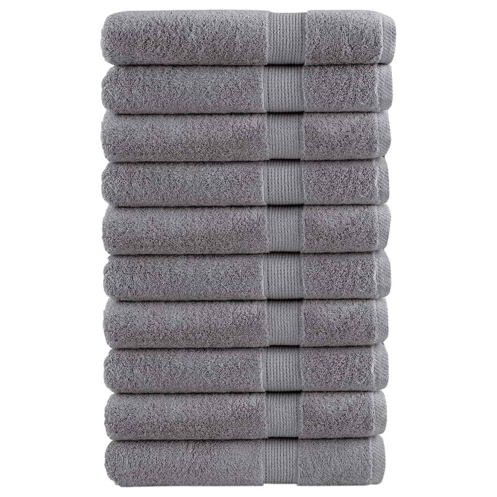 vidaXL Toalhas premium SOLUND 10 pcs 100x200 cm 600 gsm cinzento
