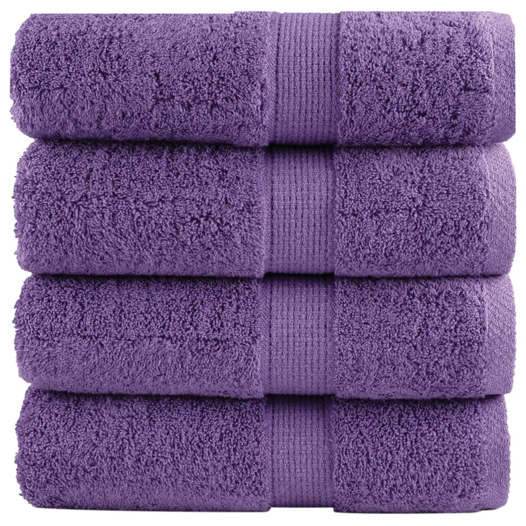 vidaXL Toalhas de rosto premium SOLUND 4 peças Roxo 30x30 cm 600 g/m²