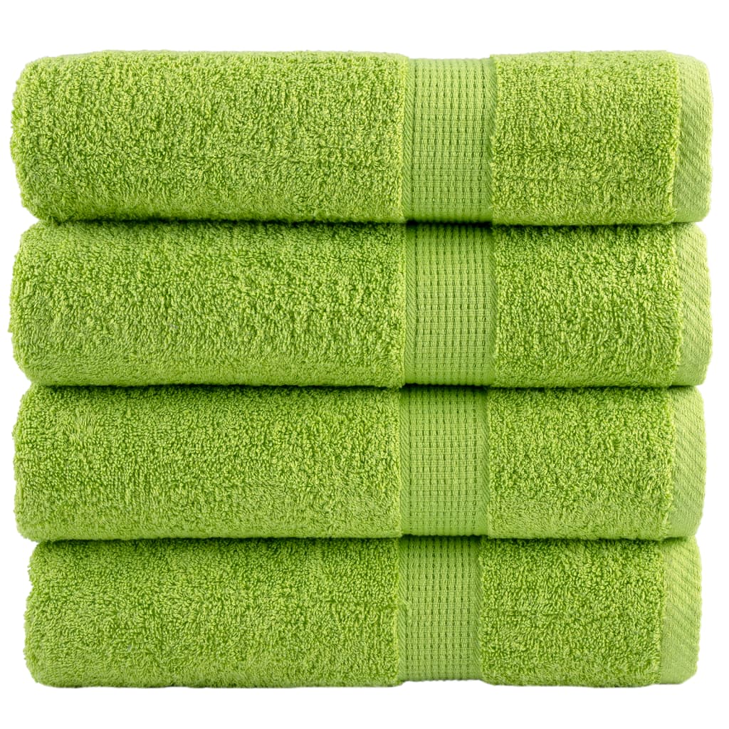 vidaXL Toalhas de banho premium SOLUND 4 pcs 100x150 cm 600 gsm verde