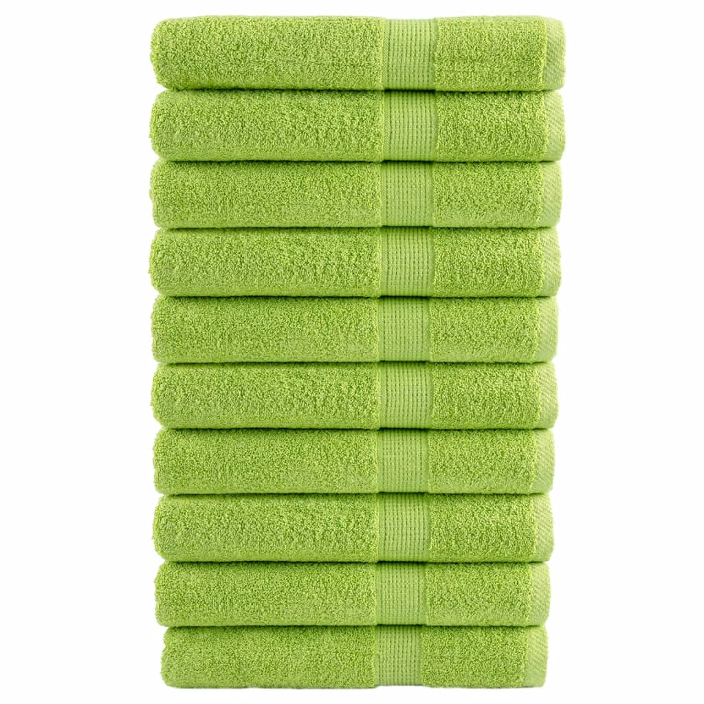 vidaXL Toalhas premium SOLUND 10 pcs 100x200 cm 600 gsm verde maça