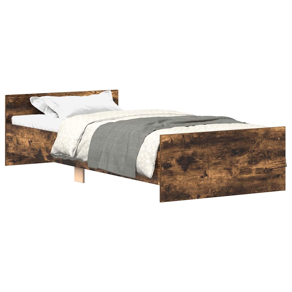vidaXL Estrutura cama s/ colchão derivados de madeira carvalho fumado