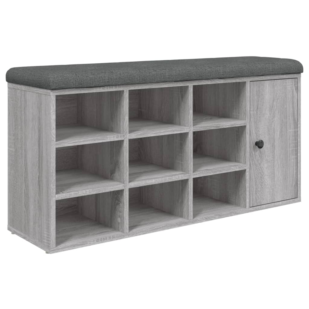 vidaXL Banco sapateira 102x32x50 cm derivados madeira cinzento sonoma