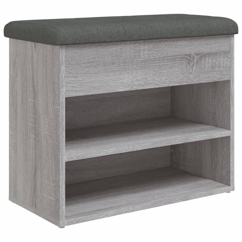 vidaXL Banco sapateira 62x32x50 cm derivados madeira cinzento sonoma