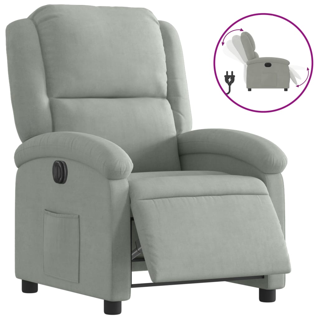 vidaXL Poltrona reclinável elétrica veludo cinzento-claro