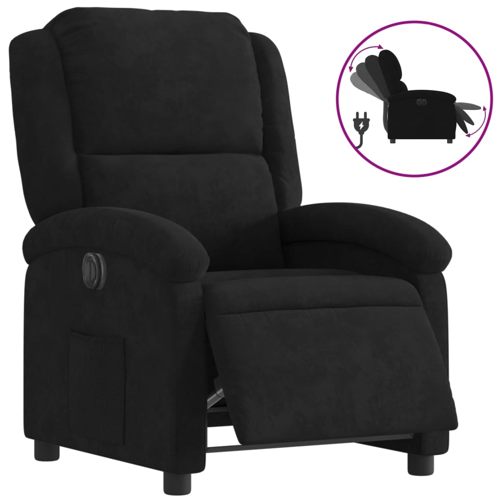 vidaXL Poltrona de massagens reclinável veludo preto