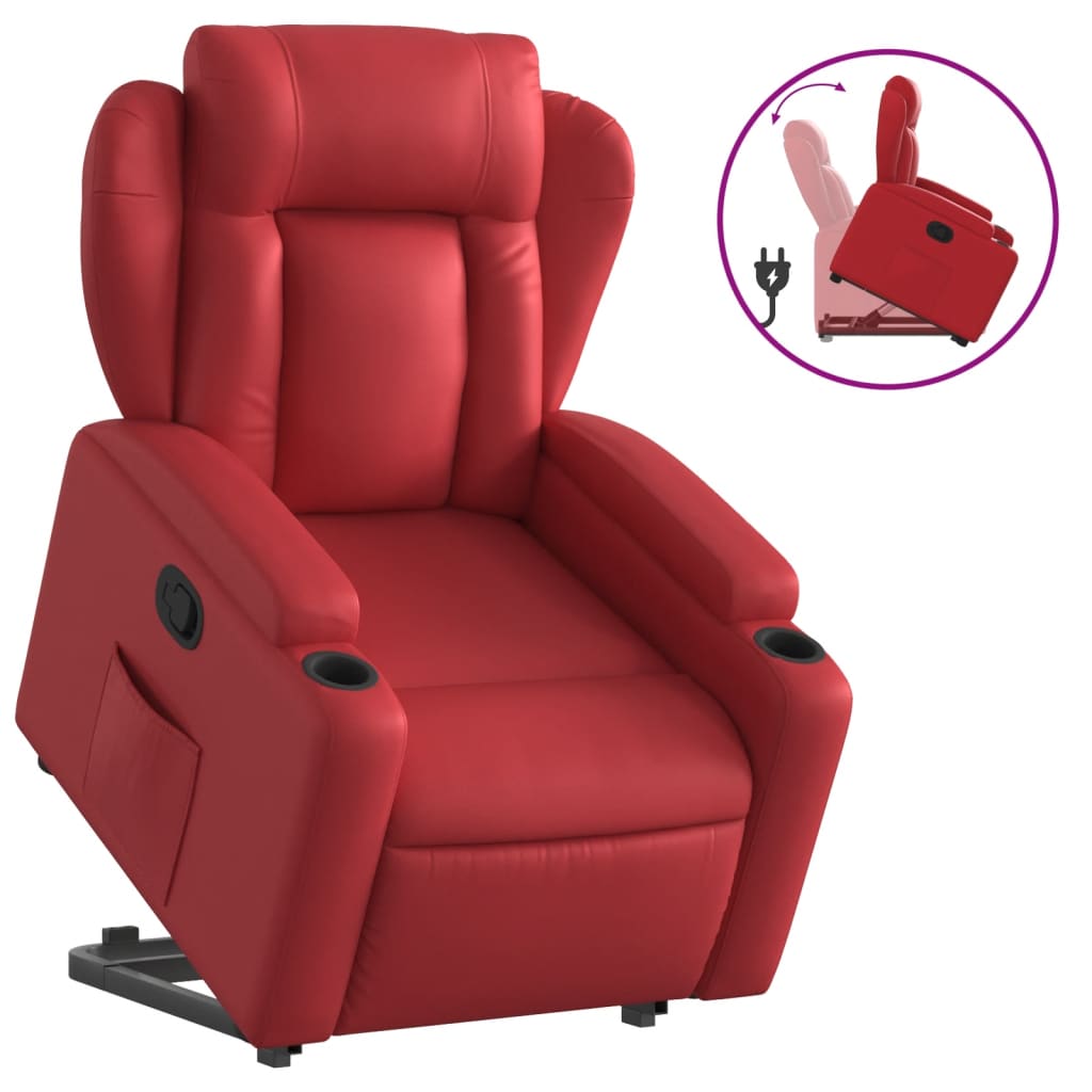 vidaXL Poltrona reclinável elevatória couro artificial vermelho