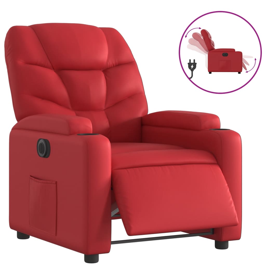 vidaXL Poltrona reclinável elétrica couro artificial vermelho