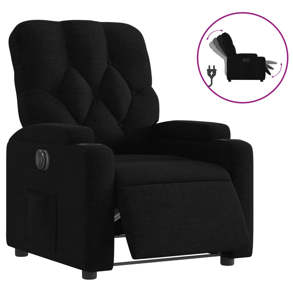 vidaXL Poltrona elétrica reclinável tecido preto