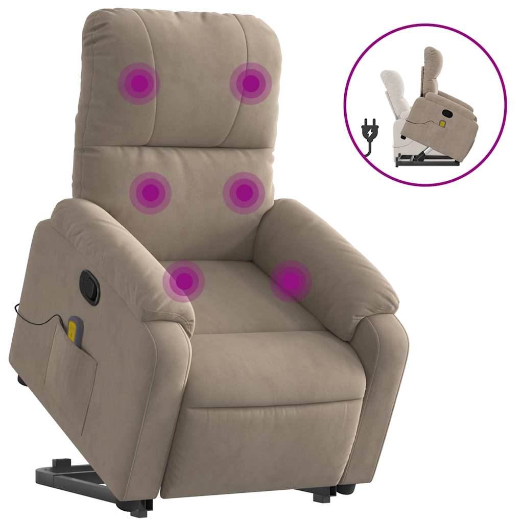 vidaXL Poltrona de massagens reclinável microfibra cinza-acastanhado