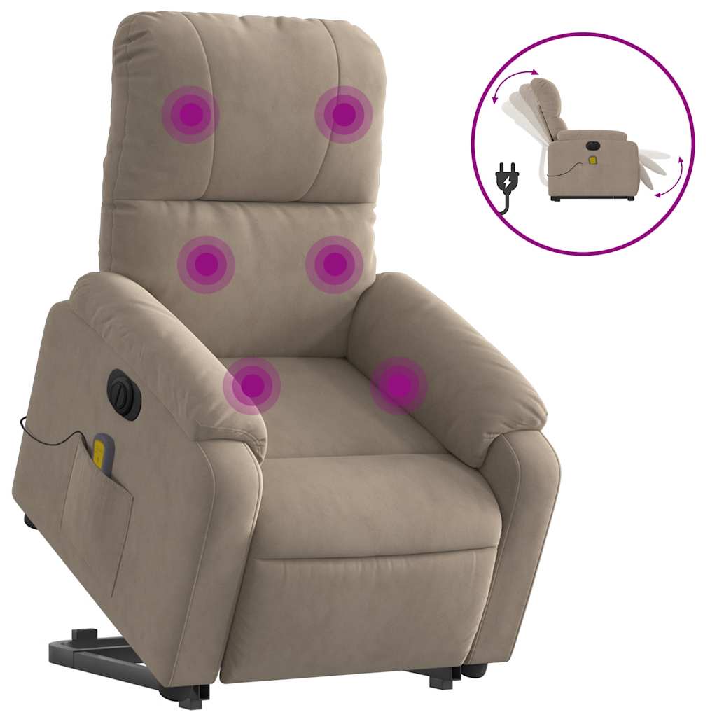 vidaXL Poltrona reclinável elétrica microfibra cinzento-acastanhado