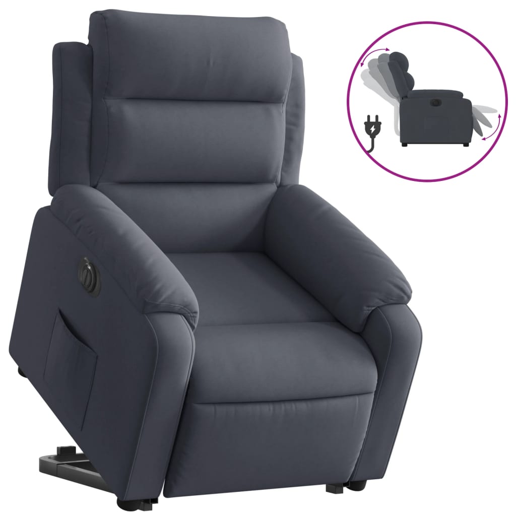 vidaXL Poltrona reclinável elevatória elétrica veludo cinzento-escuro