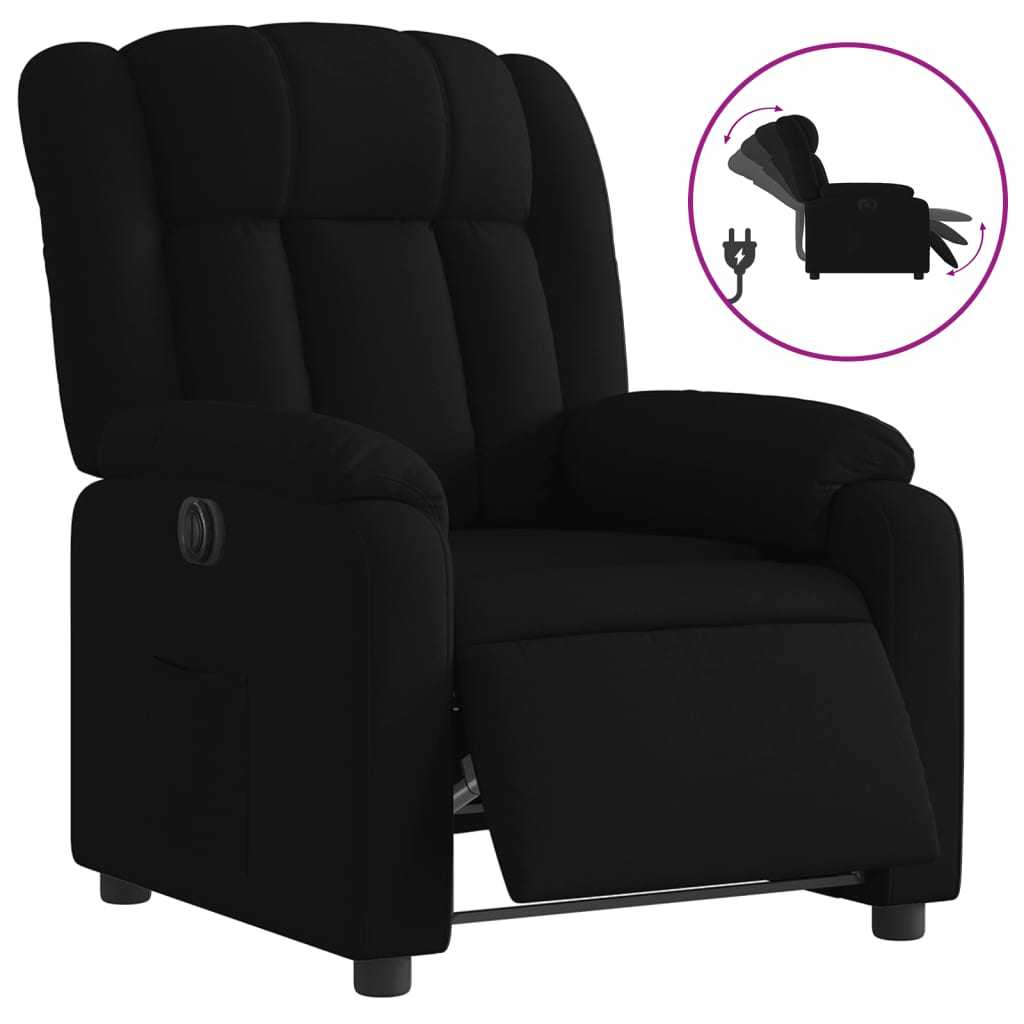 vidaXL Poltrona elétrica reclinável tecido preto