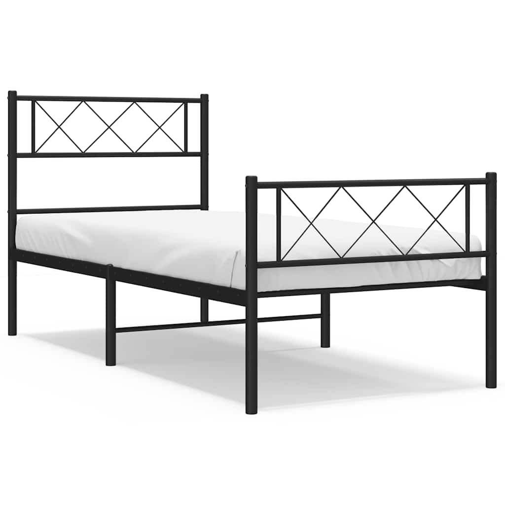 vidaXL Estrutura de cama com cabeceira e pés 100x190 cm metal preto