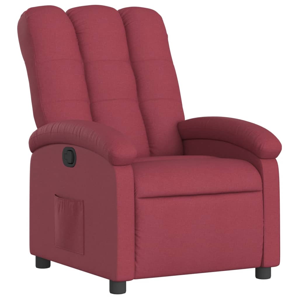 vidaXL Poltrona reclinável tecido vermelho tinto
