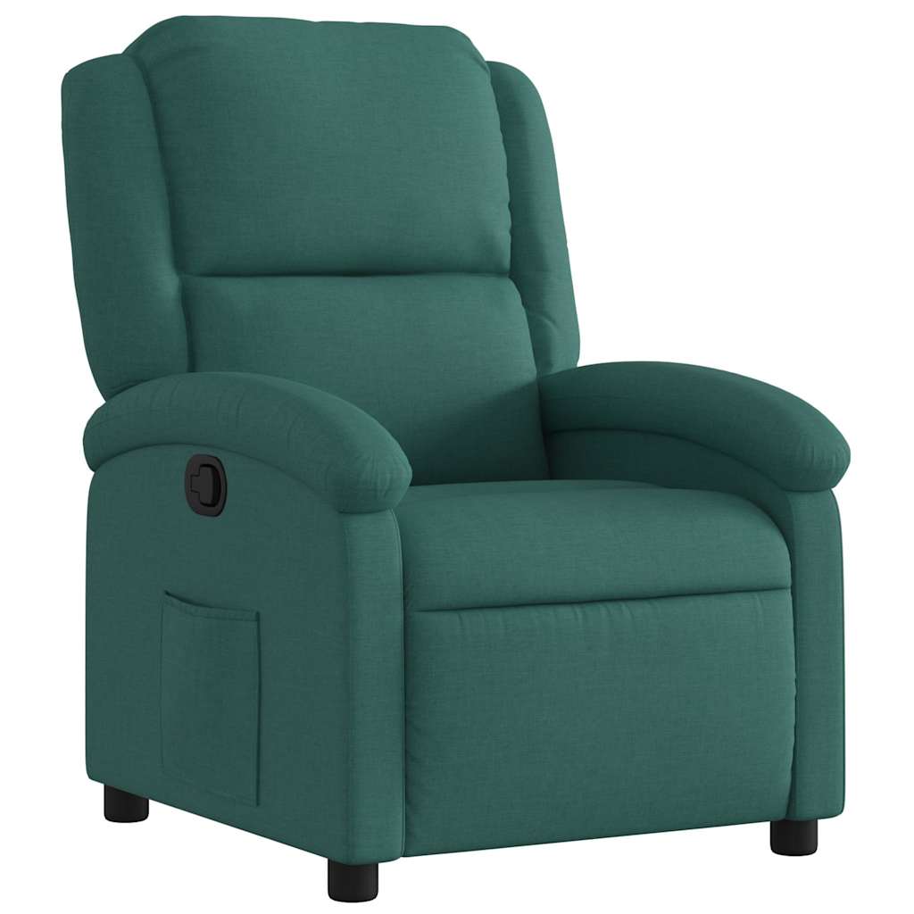 vidaXL Poltrona reclinável tecido verde-escuro