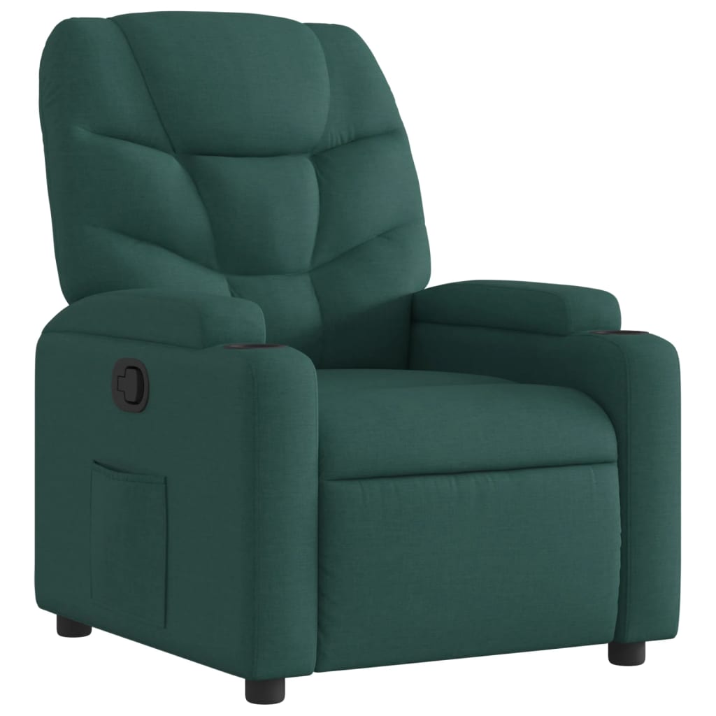 vidaXL Poltrona reclinável tecido verde-escuro