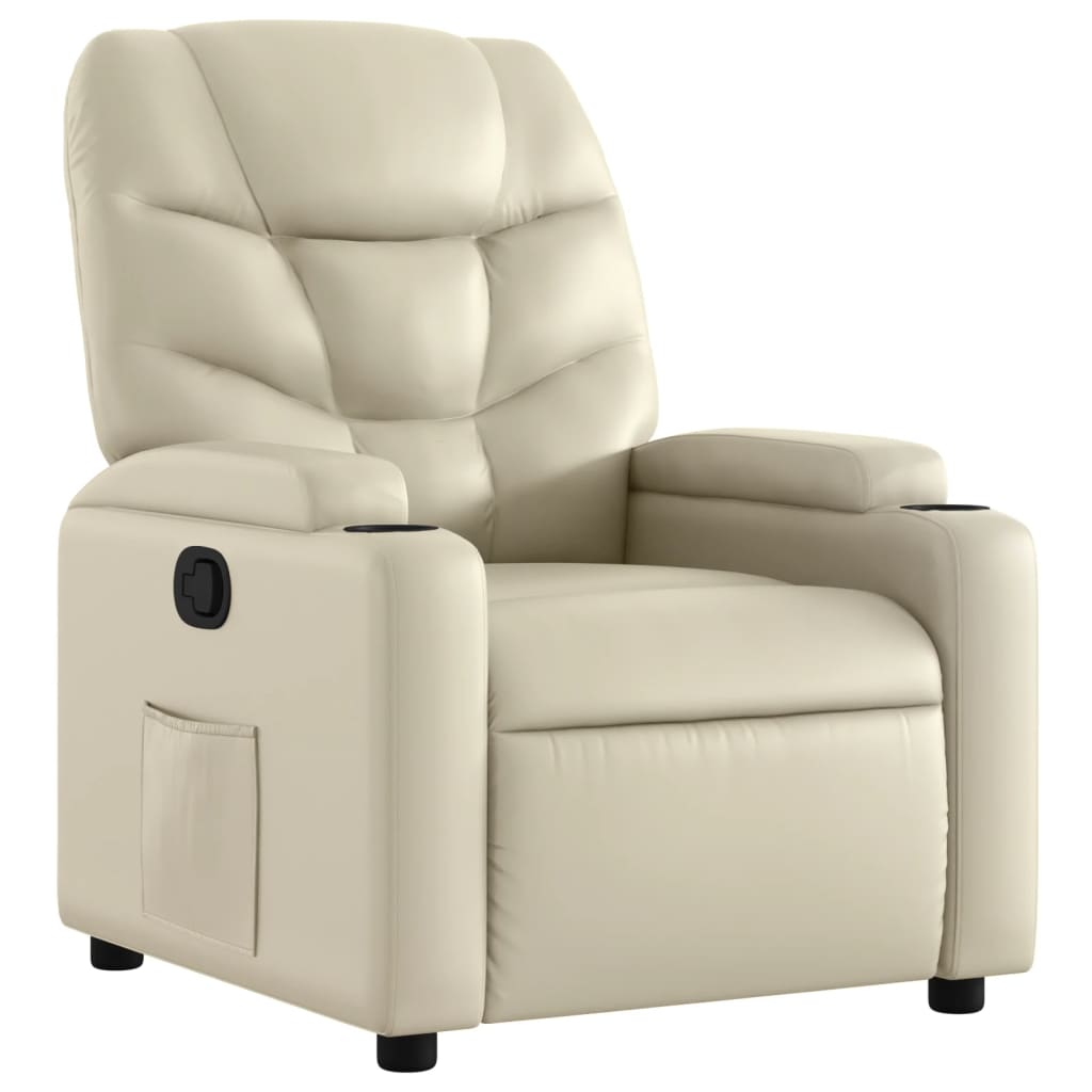 vidaXL Poltrona reclinável couro artificial cor creme