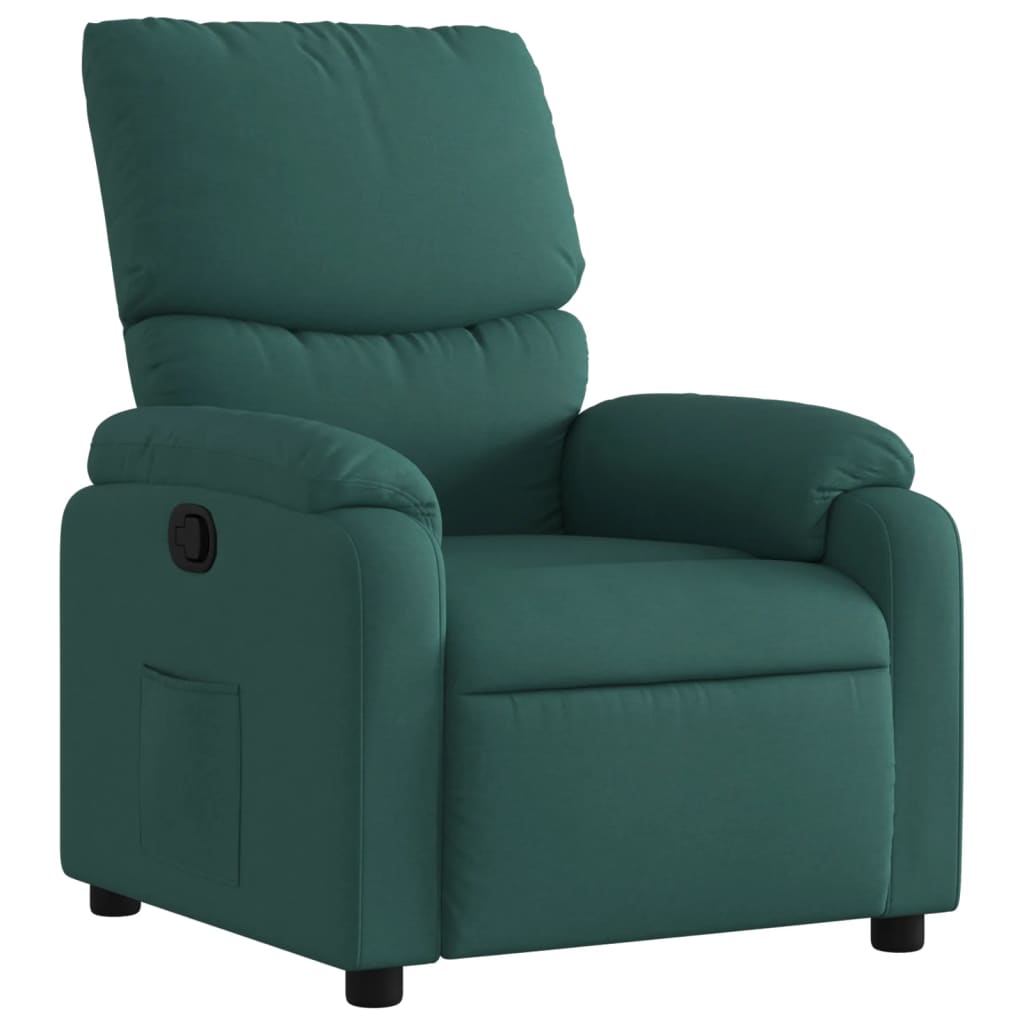 vidaXL Poltrona reclinável tecido verde-escuro
