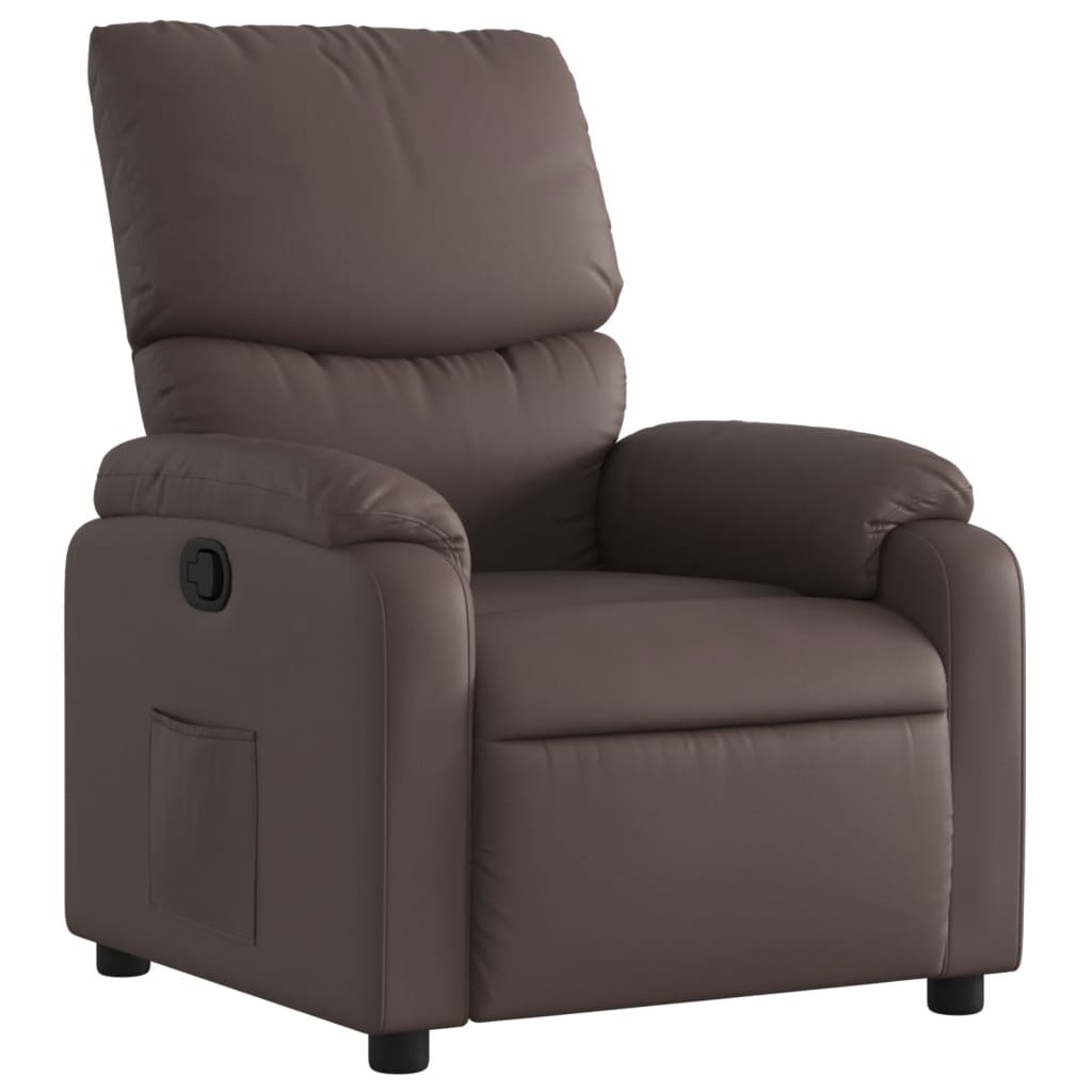 vidaXL Poltrona reclinável couro artificial castanho