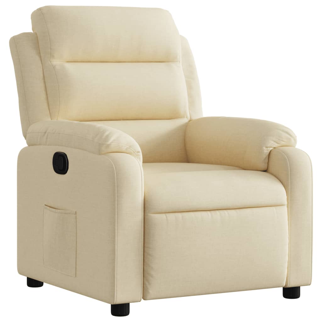 vidaXL Poltrona reclinável tecido cor creme