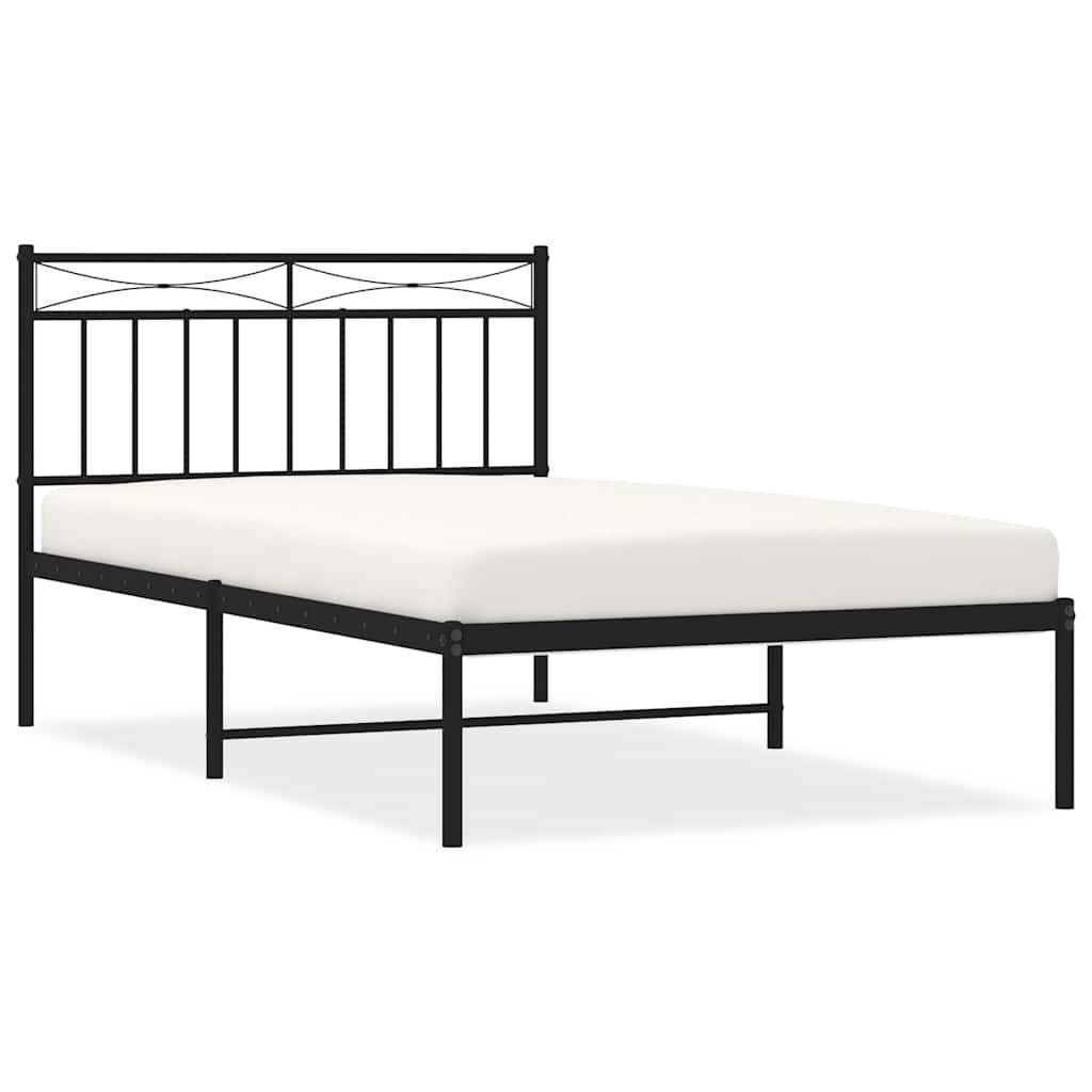 vidaXL Estrutura de cama com cabeceira 100x200 cm metal preto