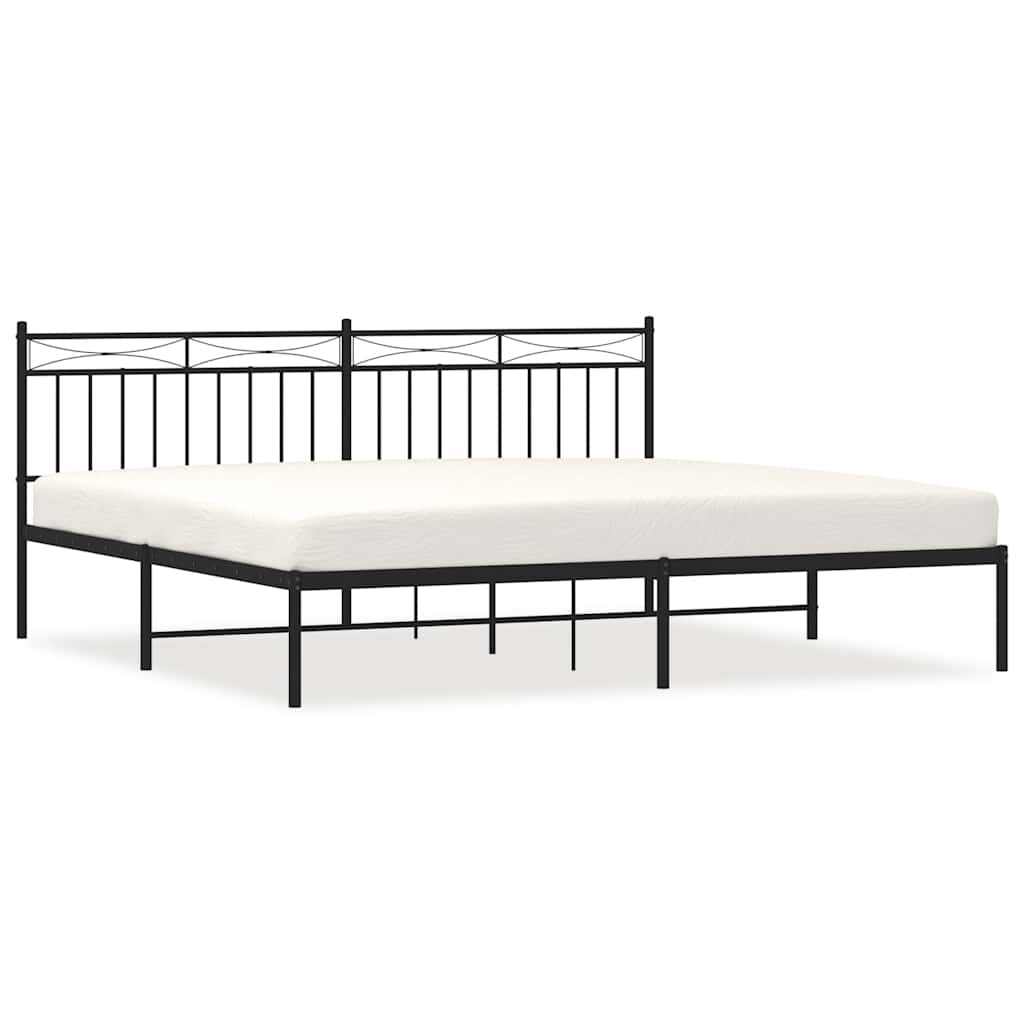 vidaXL Estrutura de cama com cabeceira 193x203 cm metal preto
