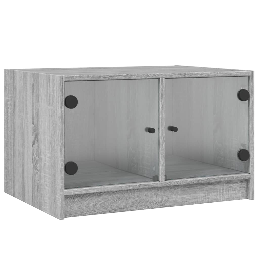 vidaXL Mesa de centro c/ portas de vidro 68x50x42 cm cinza sonoma