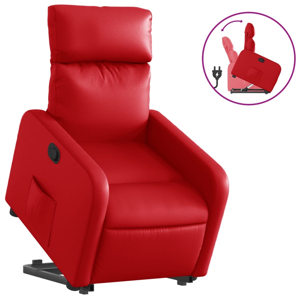 vidaXL Poltrona reclinável elevatória couro artificial vermelho