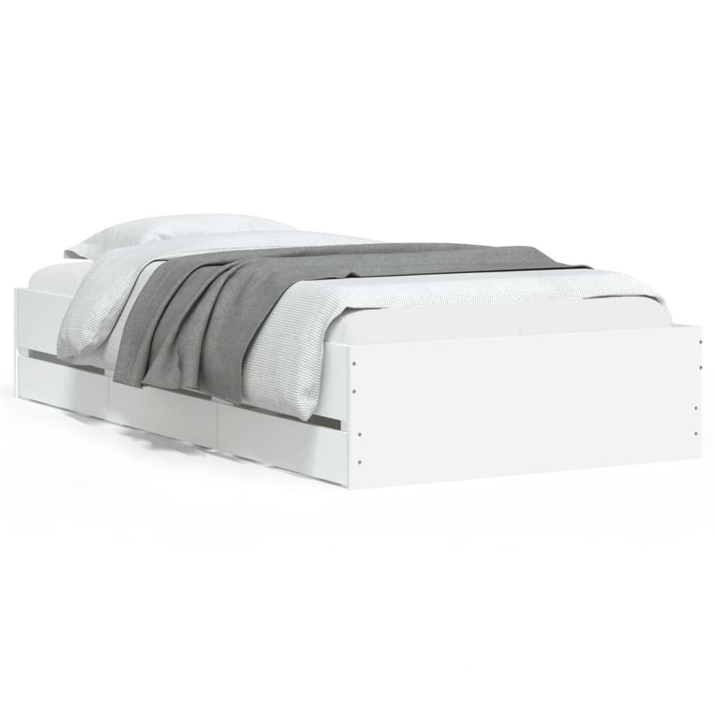 vidaXL Estrutura de cama c/ gavetas 100x200cm derivados madeira branco